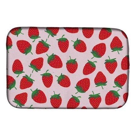 CAROLINES TREASURES Carolines Treasures BB5146DDM Strawberries on Pink Dish Drying Mat BB5146DDM